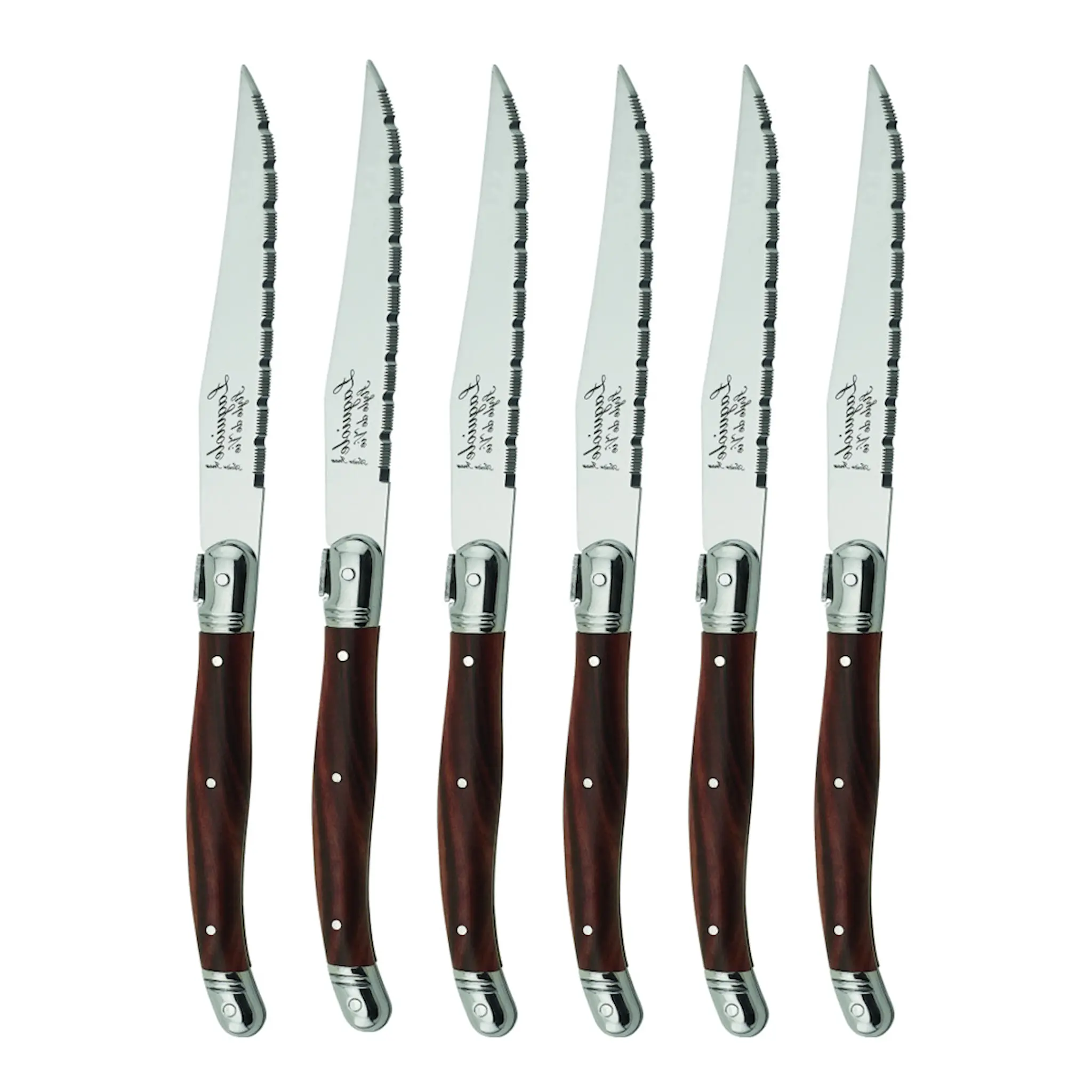 Laguiole Style de Vie Grillbestick kniv 23 cm 6-pack Dark Wood