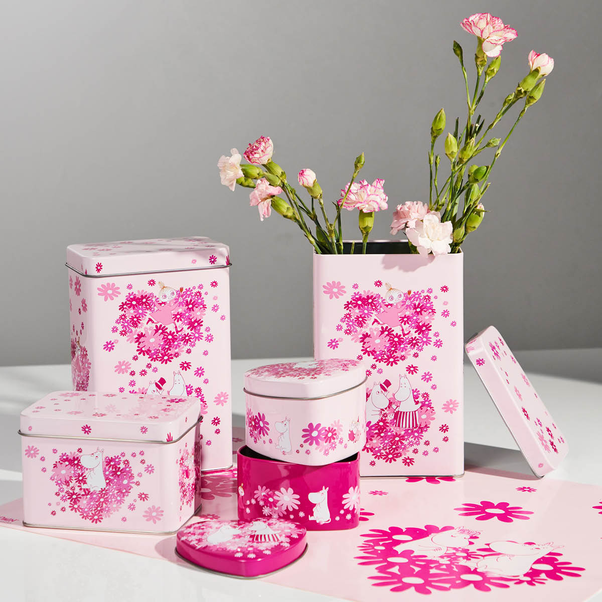 Martinex Mumin hjärtburk 10 cm 2-pack blomsterhjärta