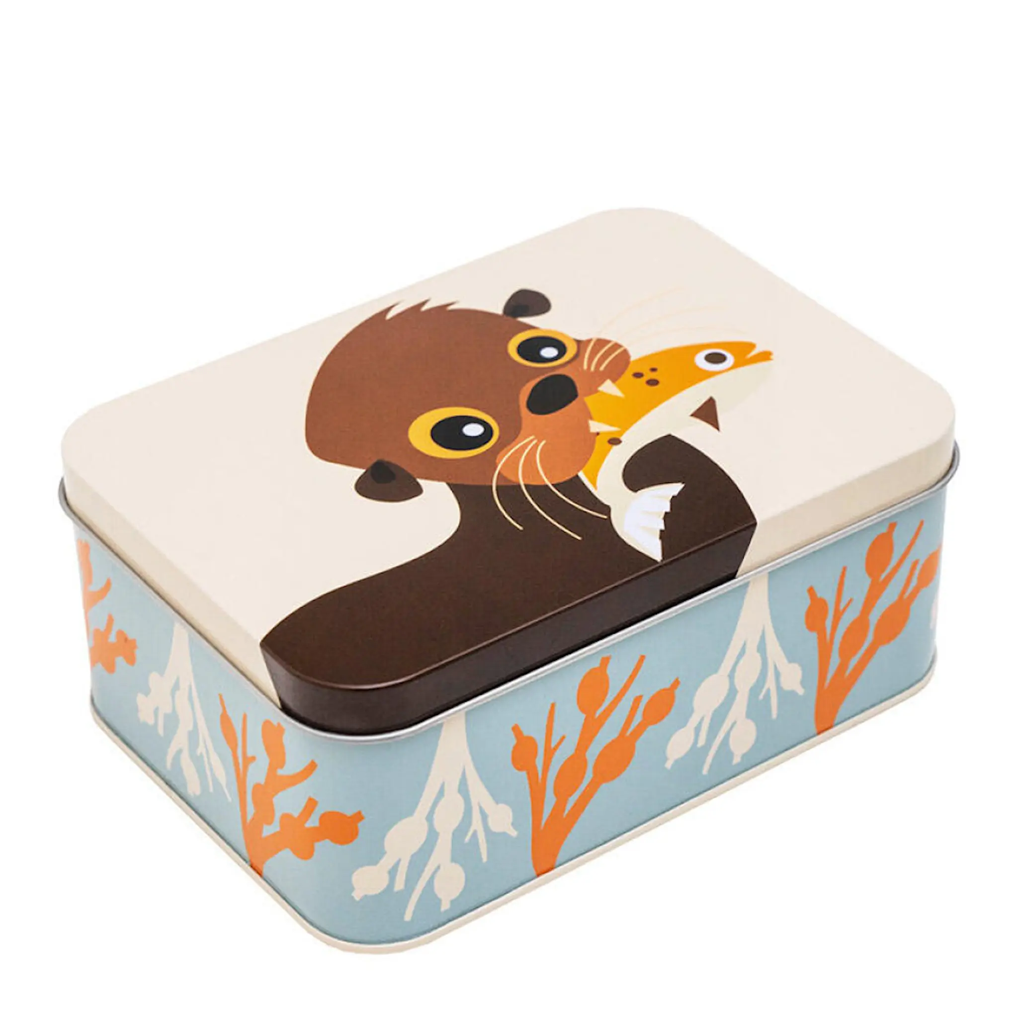 Blafre Utter matlåda / förvaringslåda plåt 10x14 cm beige/blå