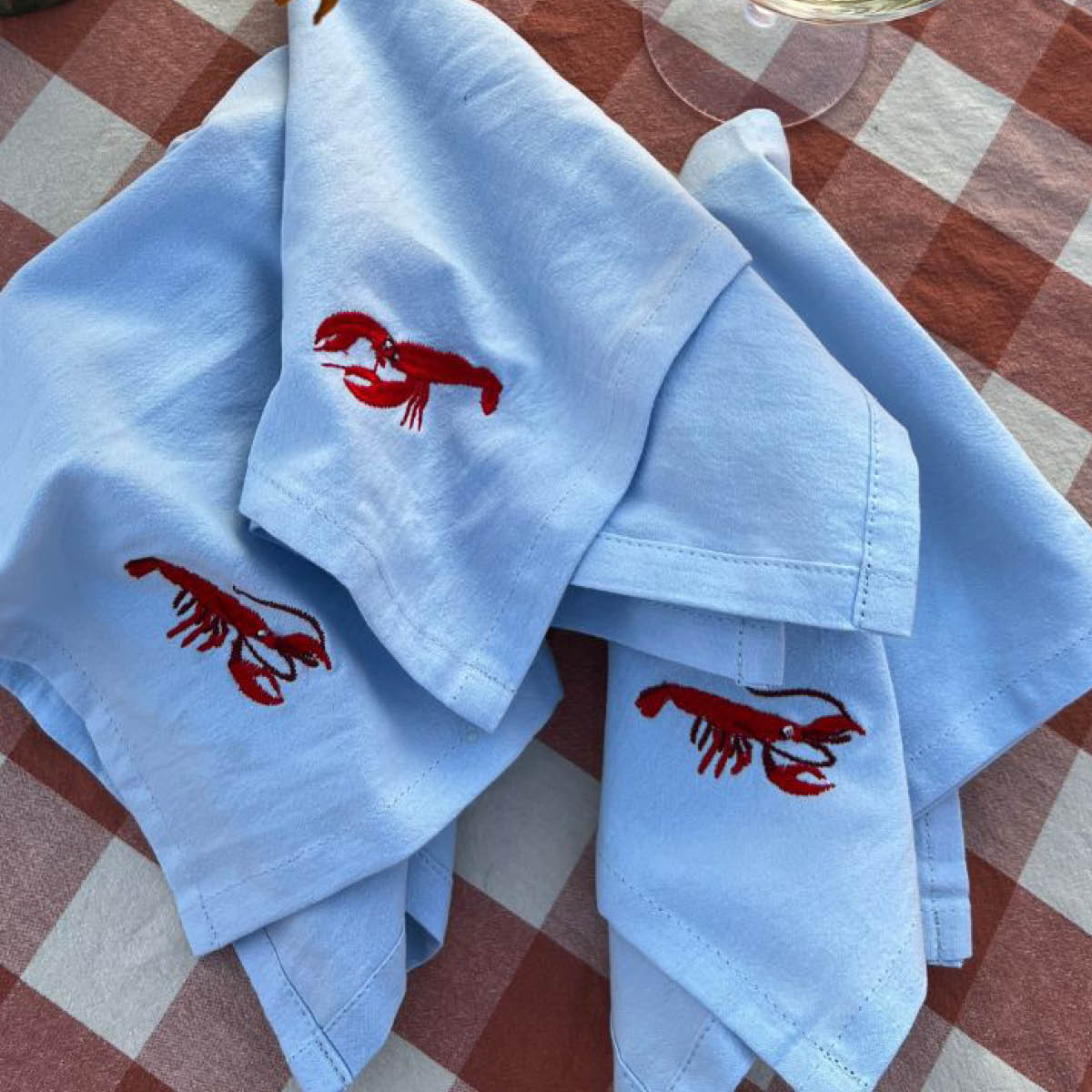 Midnatt Crayfish tygservett 40x40 cm 4-pack ljusblå