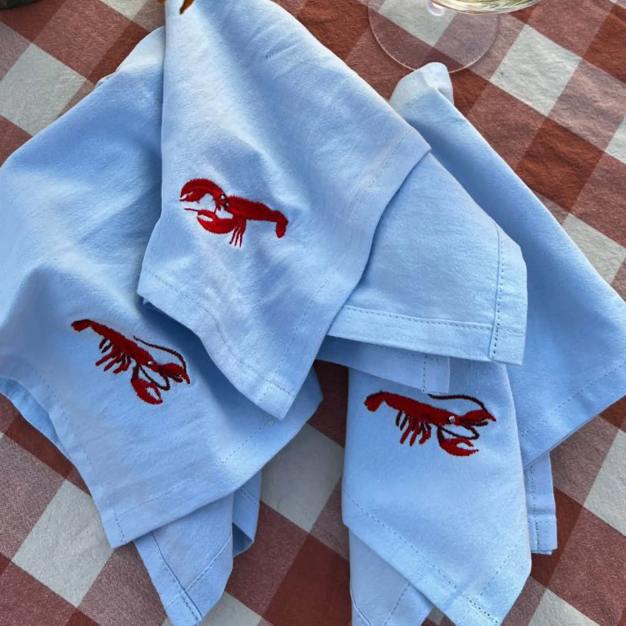 Midnatt Crayfish tygservett 40x40 cm 4-pack ljusblå