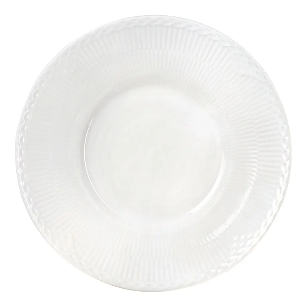 White Fluted Half Lace Syvä lautanen 24 cm