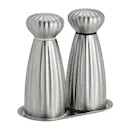 Palm Satin kvarnar och bricka 3 delar rostfritt stål liten