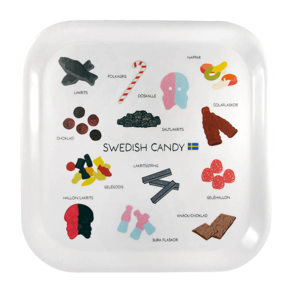 Mellow Design - Tarjotin Swedish Candy 20x20 cm Valkoinen