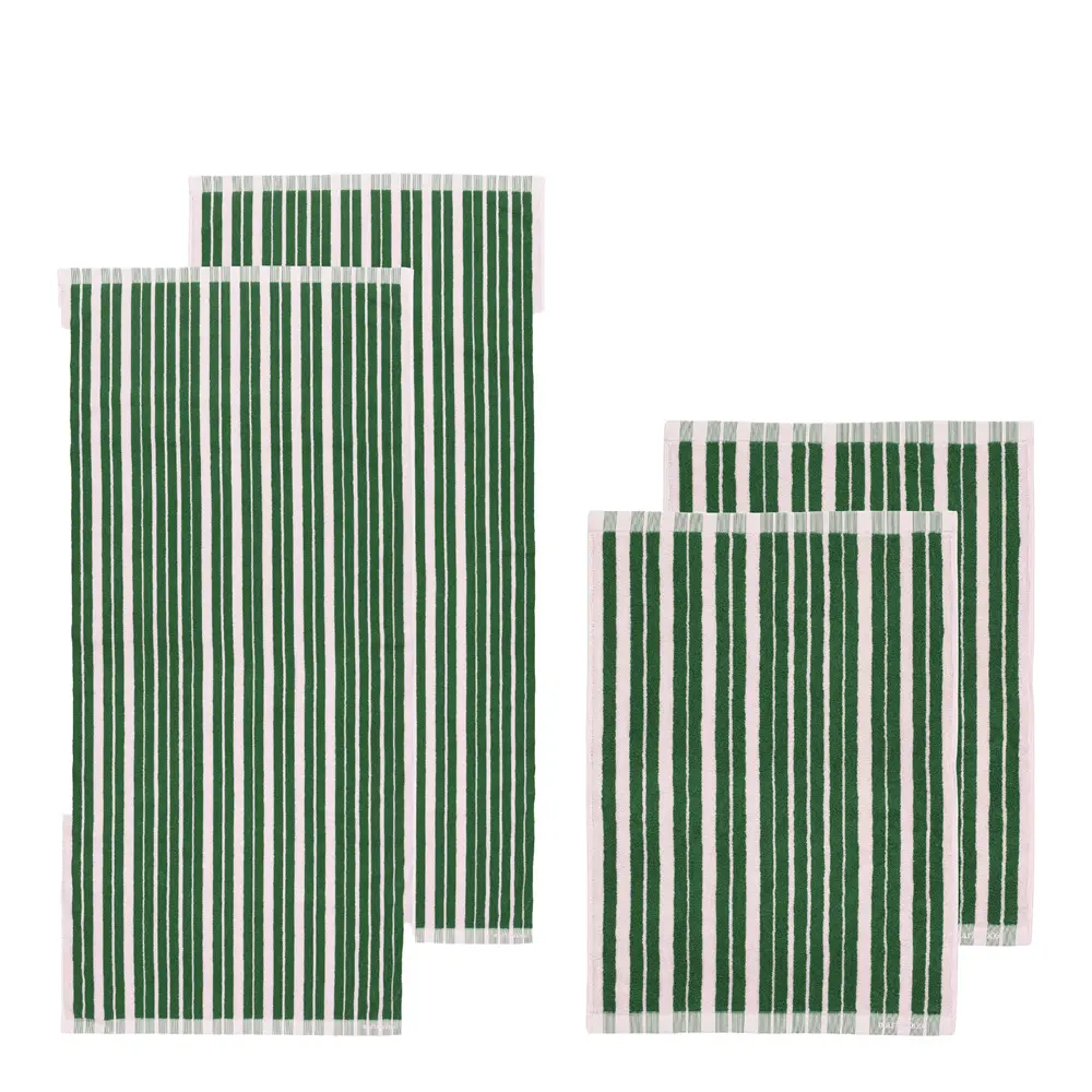 Raide håndklesett 4 stk grønn/rosa