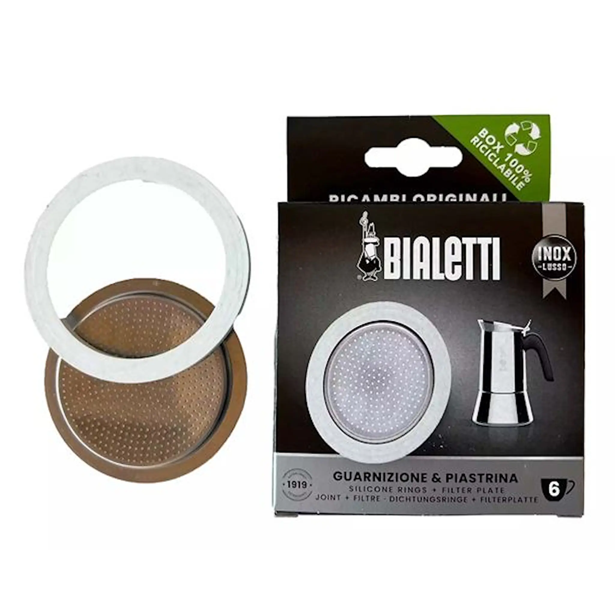 Bialetti Venus Packning & Filterplatta 6 Koppar Vit
