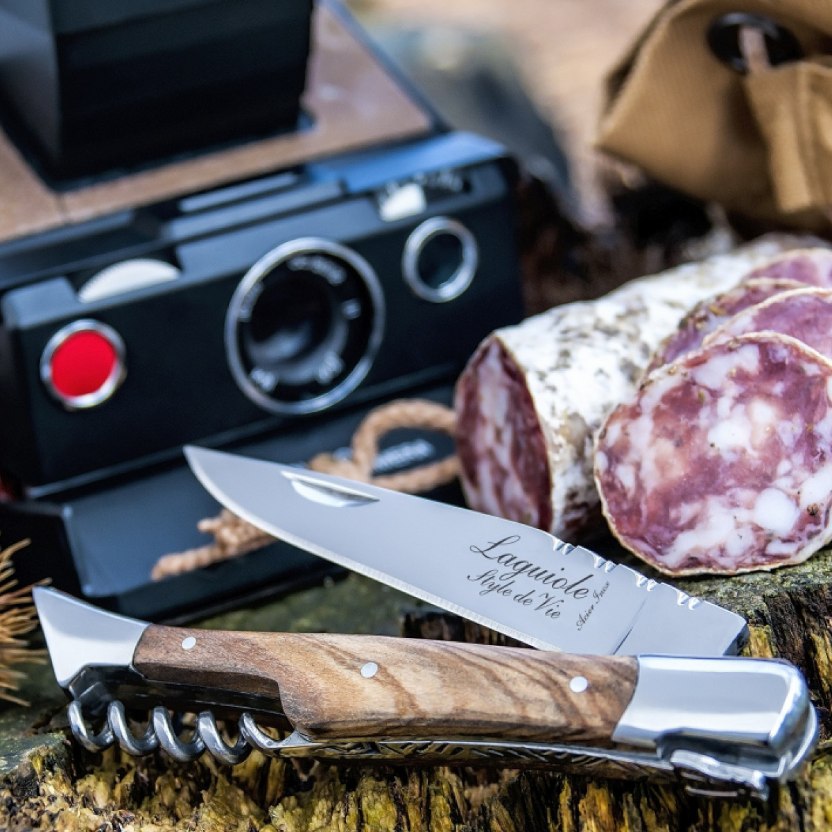 Laguiole Style de Vie Lommekniv med korketrekker olive