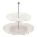 Våningsfat 2 lager porslin vit