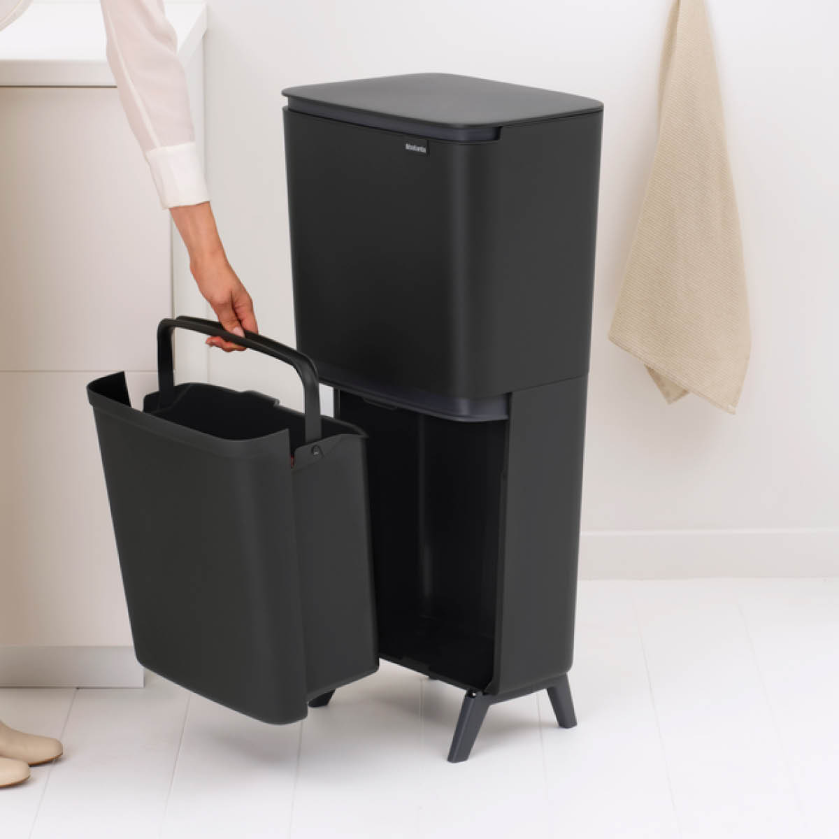 Brabantia SortUp källsorteringskärl hög 10+10+25 L mörkgrå