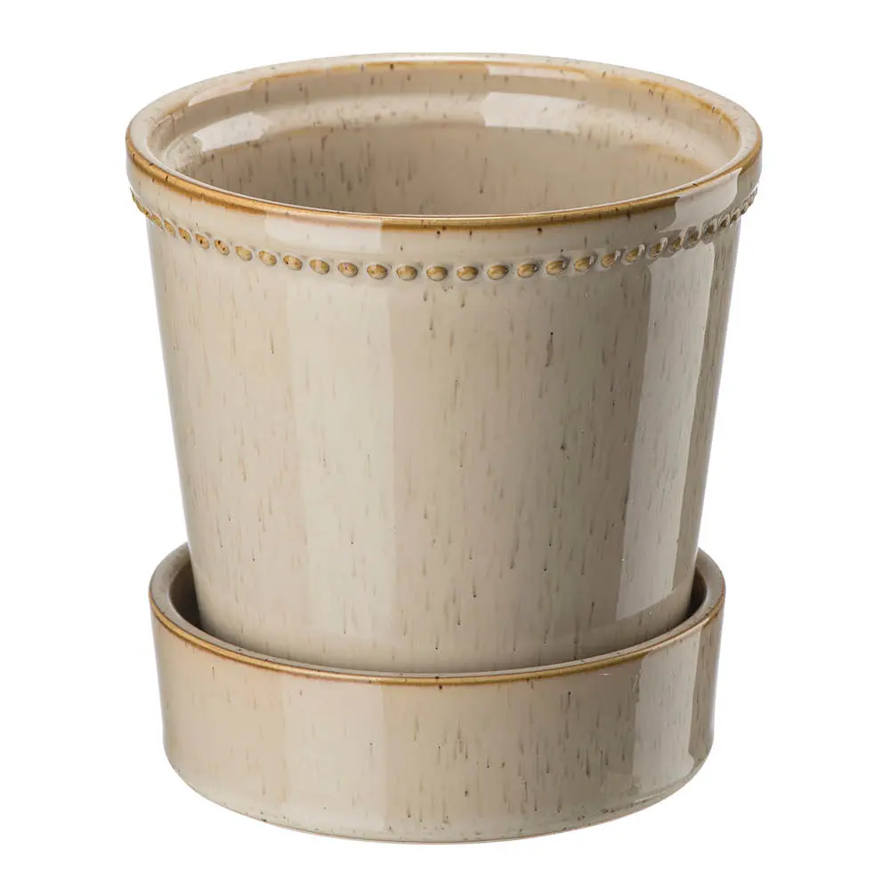 Karmen krukke med skål 17 cm light brown