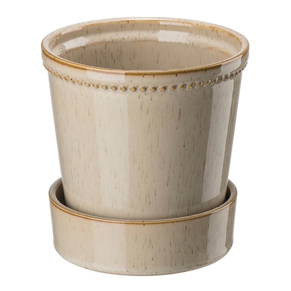 Karmen kruka med fat 17 cm light brown