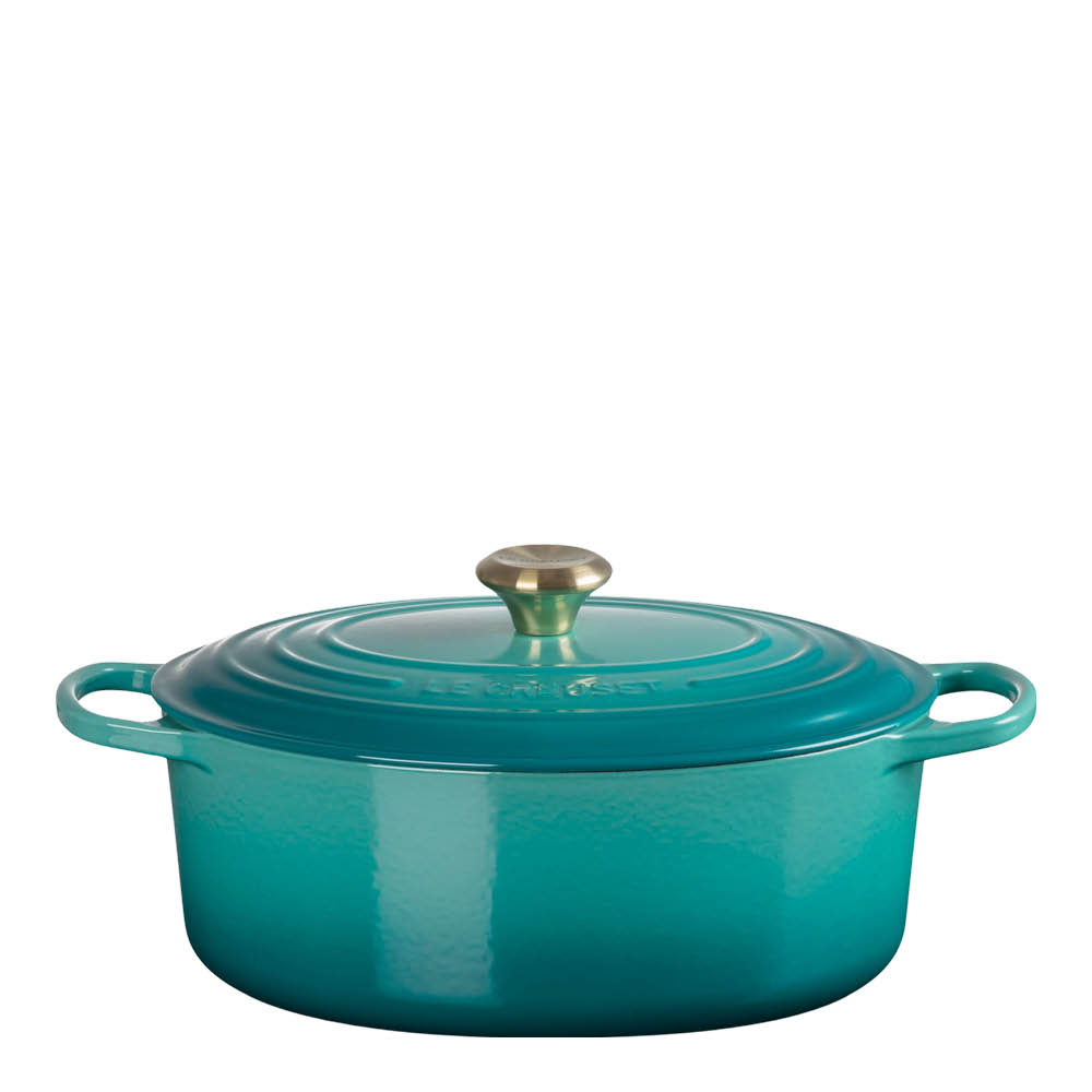 Le Creuset - Signature Valurautapata soikea 31 cm 6,3 L Bleu Riviera