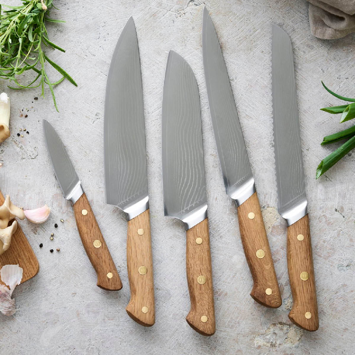 Pillivuyt Gourmet Douron santokukniv 30,5 cm damaskusstål/eik