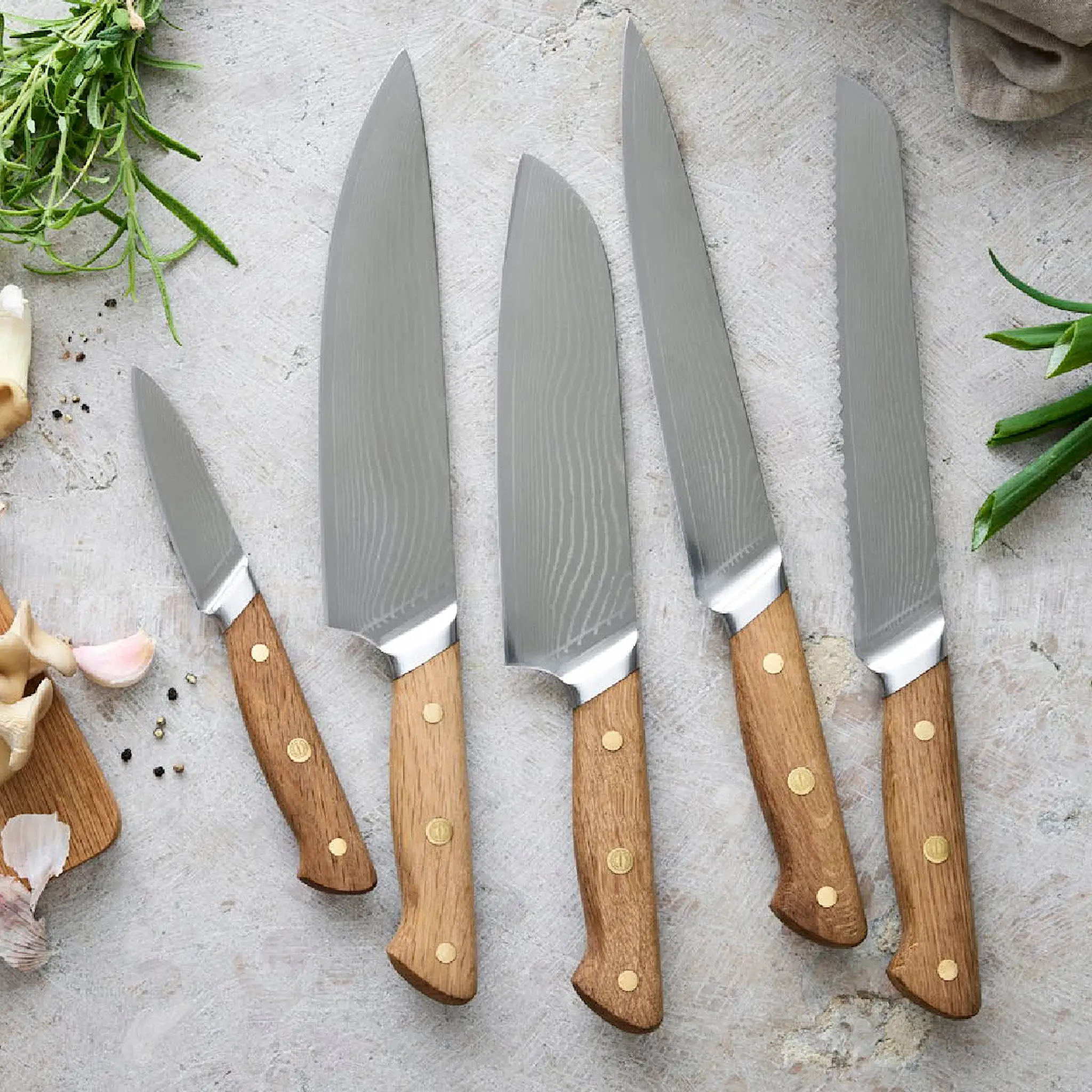 Pillivuyt Gourmet Douron santokukniv 30,5 cm damaskusstål/eik