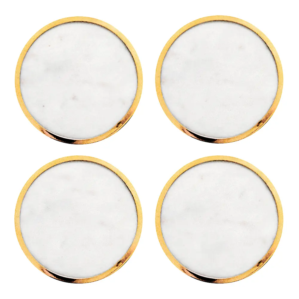 Lasinalunen Marmori 4 kpl Valkoinen/Messinki