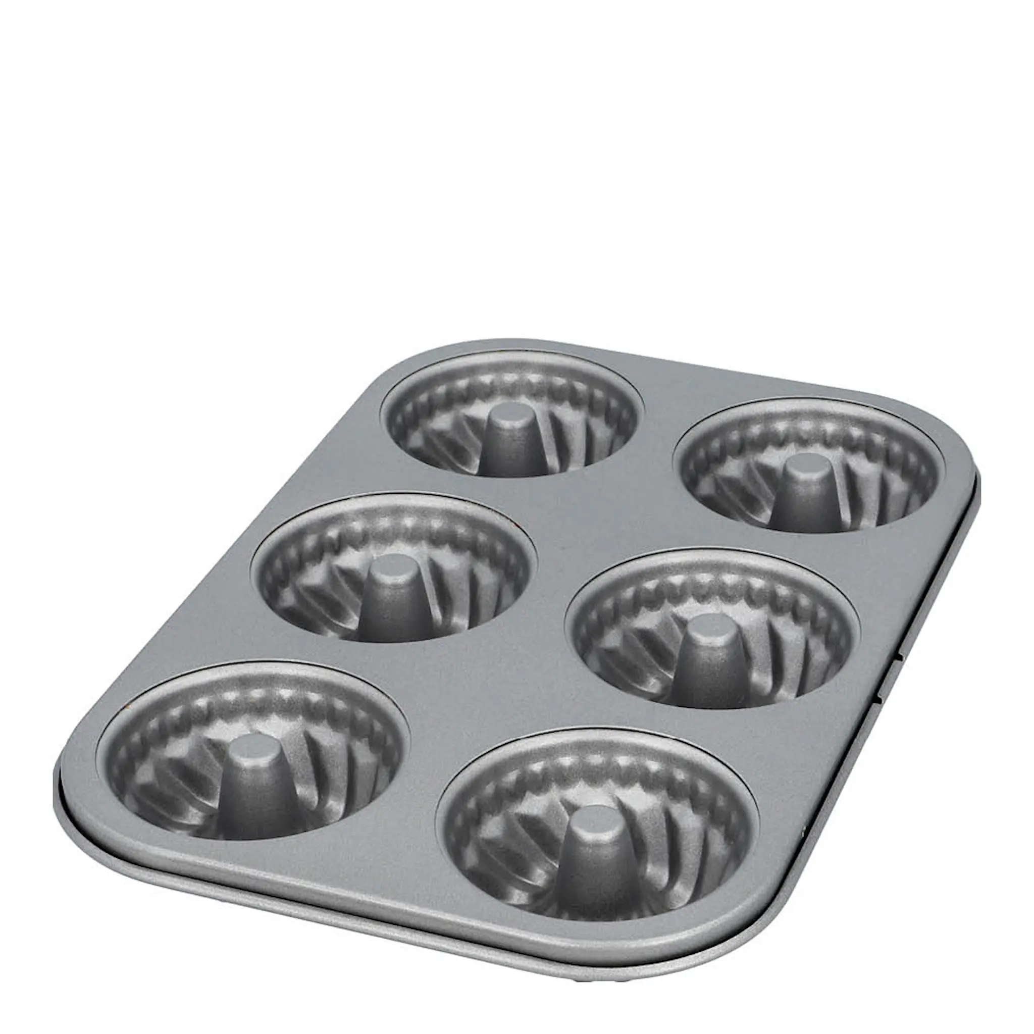 Birkmann Minileipävuoka 26x18 cm 6 reikää Hopea