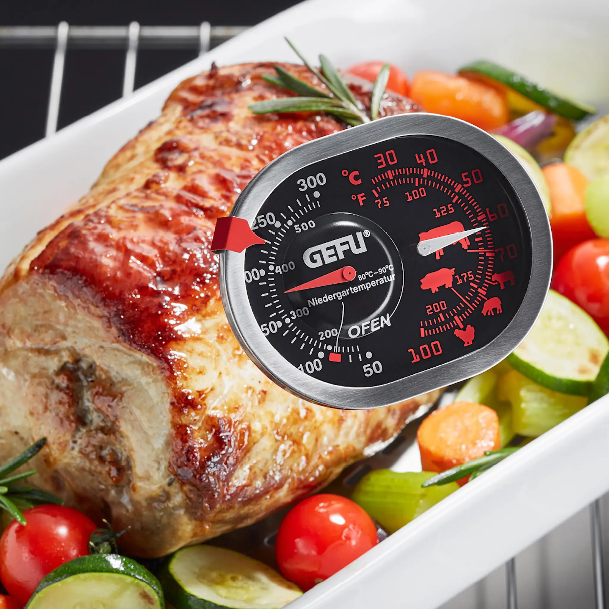 Gefu Messimo stek- och ugnstermometer 3-i-1 stål/svart