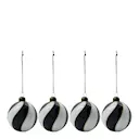 Coil julkulor 8 cm 4-pack svart/vit