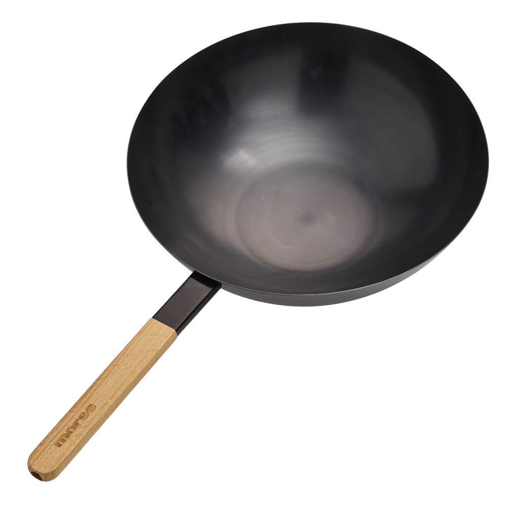 Morsö Vulcano Wokkipannu 36 cm Wok Burner :ille Hiiliteräs/Tammi