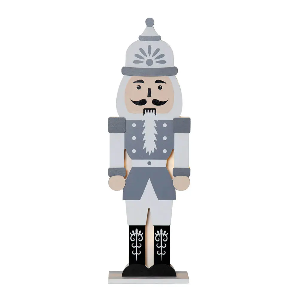 Nutcracker juledekorasjon 52 cm grå/hvit