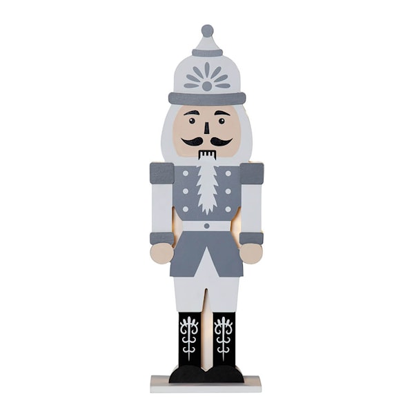 Nutcracker juldekoration 52 cm grå/vit