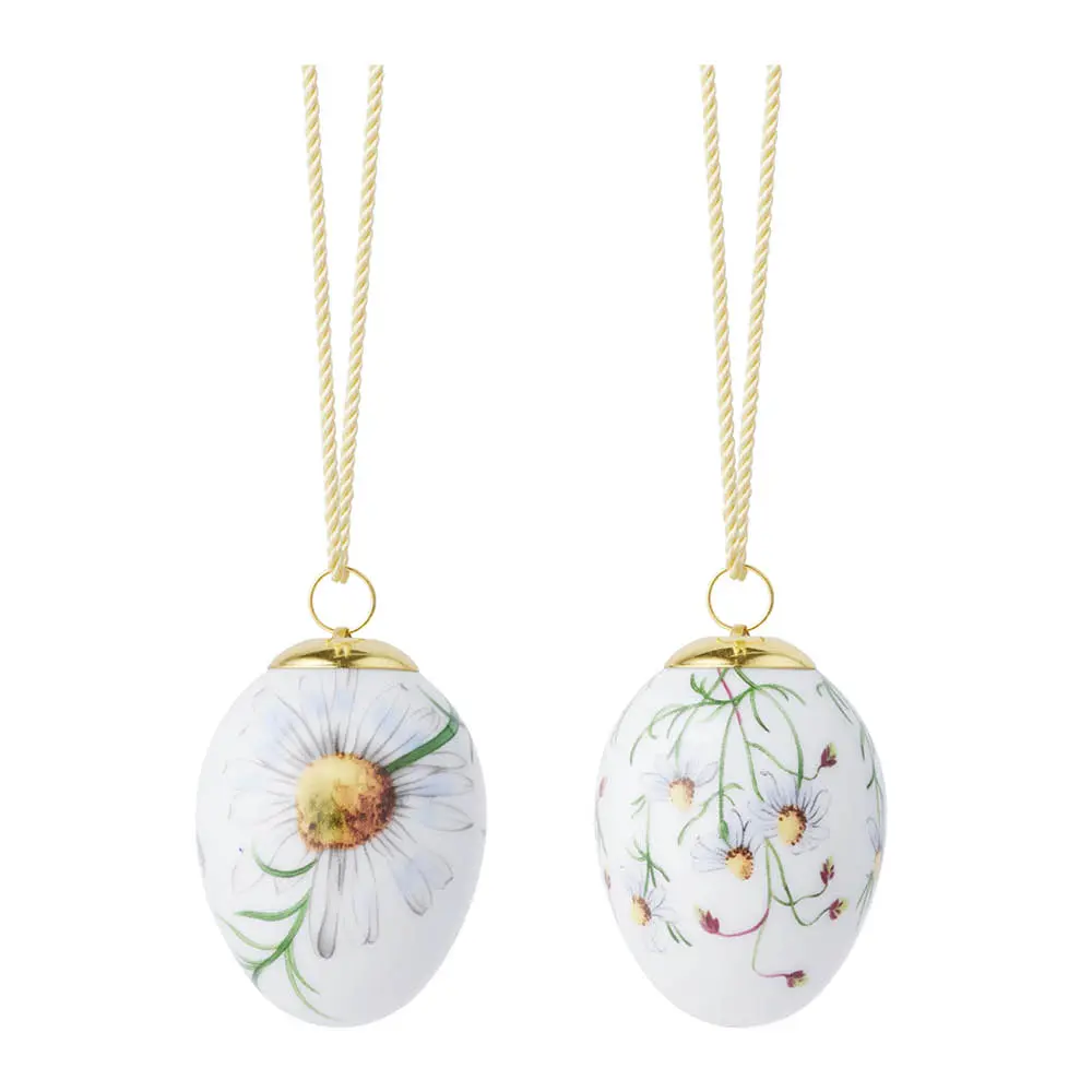 Vårkolleksjon påskeegg 2026 6 cm 2 stk kamilleblomst