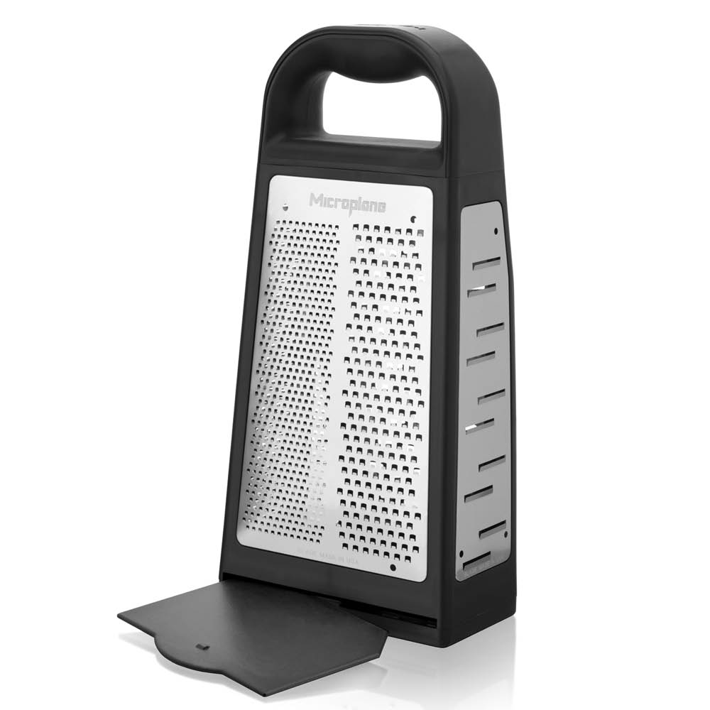 Microplane Elite rivjärn med 4 sidor och uppsamlare 27 cm svart