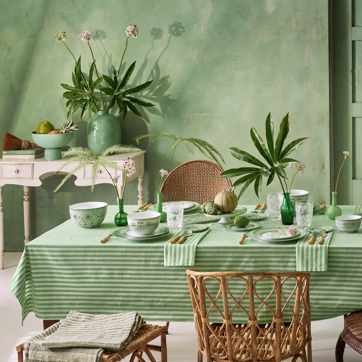 Pip Studio Lily & Lotus frukostset 3 delar ljusgrönt