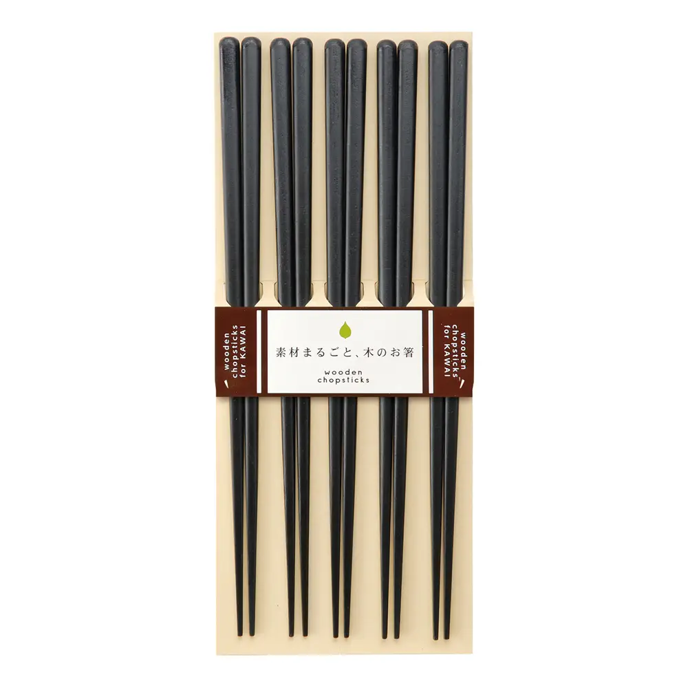 Spisepinner 5 par tre/svart