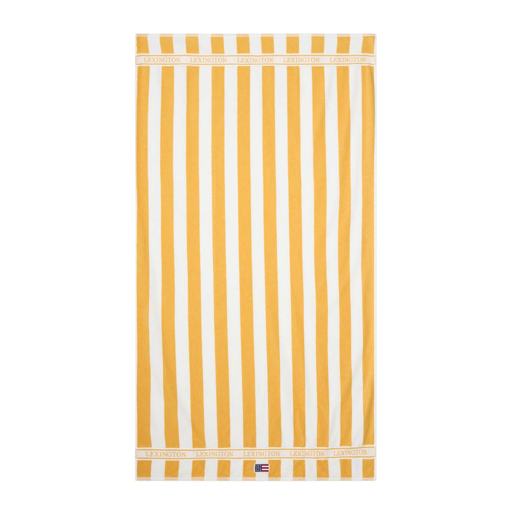 Lexington Rantapyyhe 180x100 cm Keltainen/Valkoinen