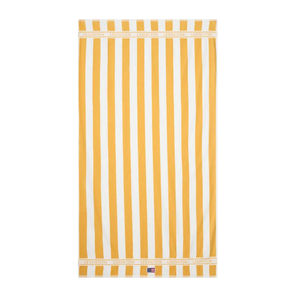 Strandhåndkle 180x100 cm frotté gul/hvit