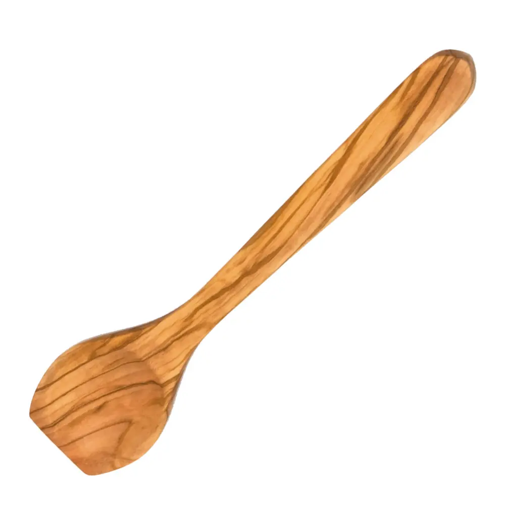 Skje med rett kant 30 cm oliventre