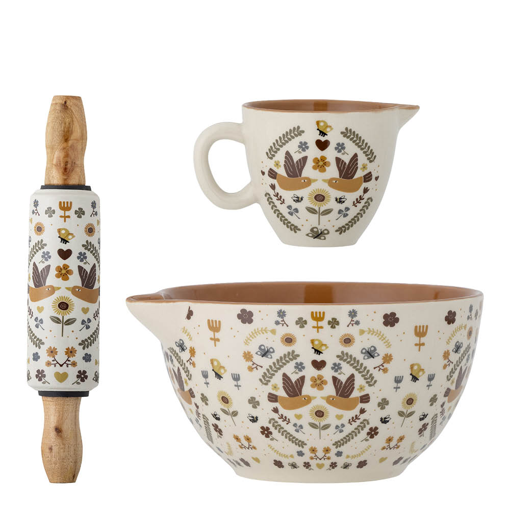 Bloomingville MINI Bryn bakesett til barn 3 deler steintøy