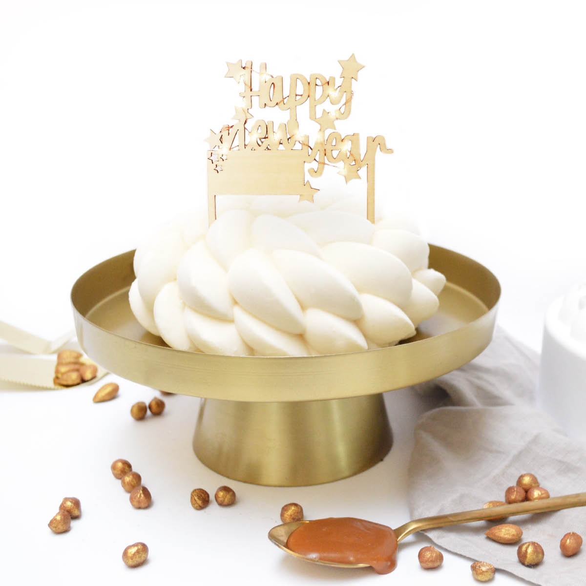 ScrapCooking Cake Topper LED tårtdekoration Happy New Year natur