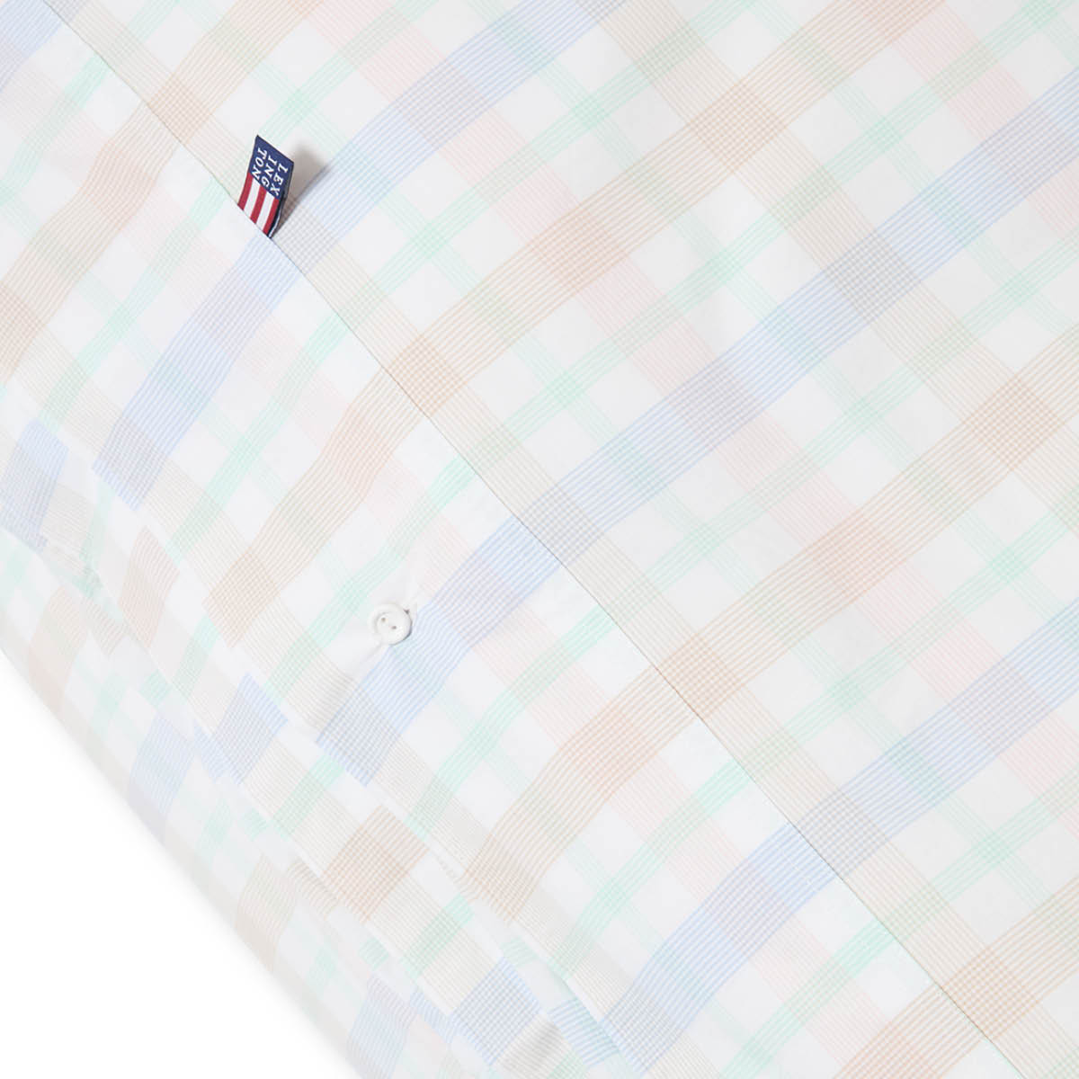 Lexington Multi Checked Cotton Percale påslakanset 220x220 cm vit/multi