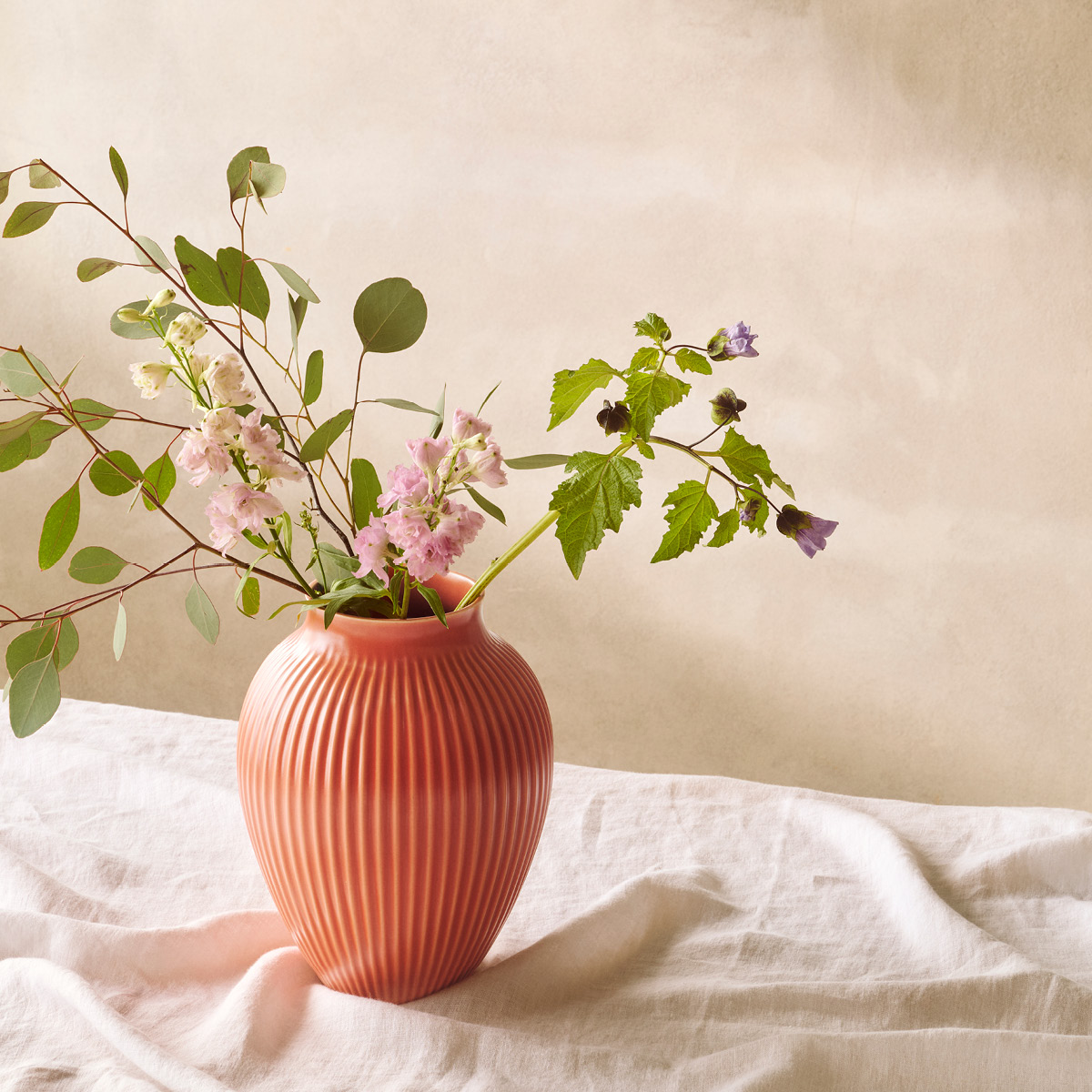 Knabstrup Keramik Ripple Maljakko 27 cm Koralli