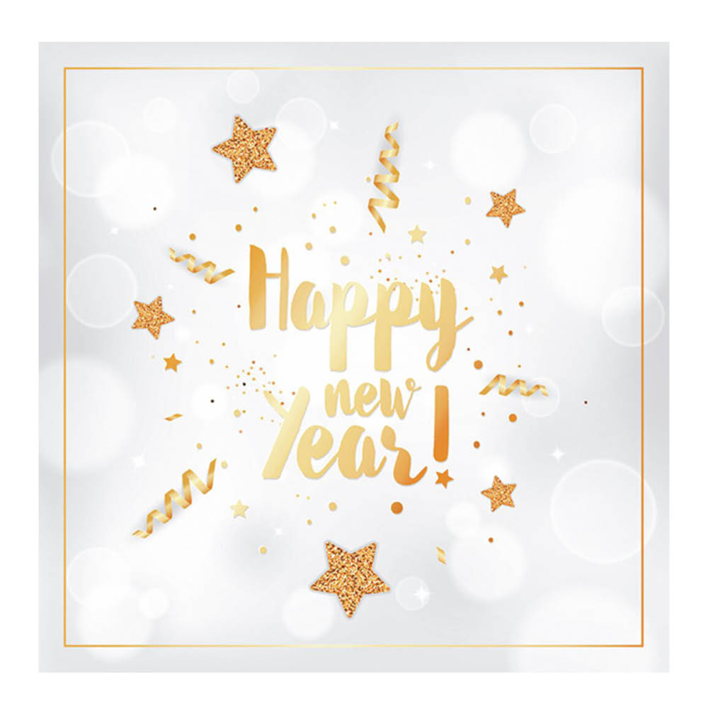 Ambiente - Servetti 33x33 cm 20 kpl Happy New Year Kulta/Valkoinen