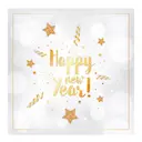 Servett 33x33 cm 20-pack Happy New Year guld/vit