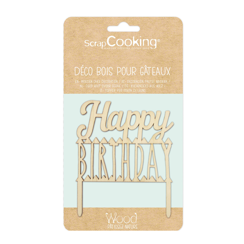 ScrapCooking Tårtdekoration trä Happy Birthday