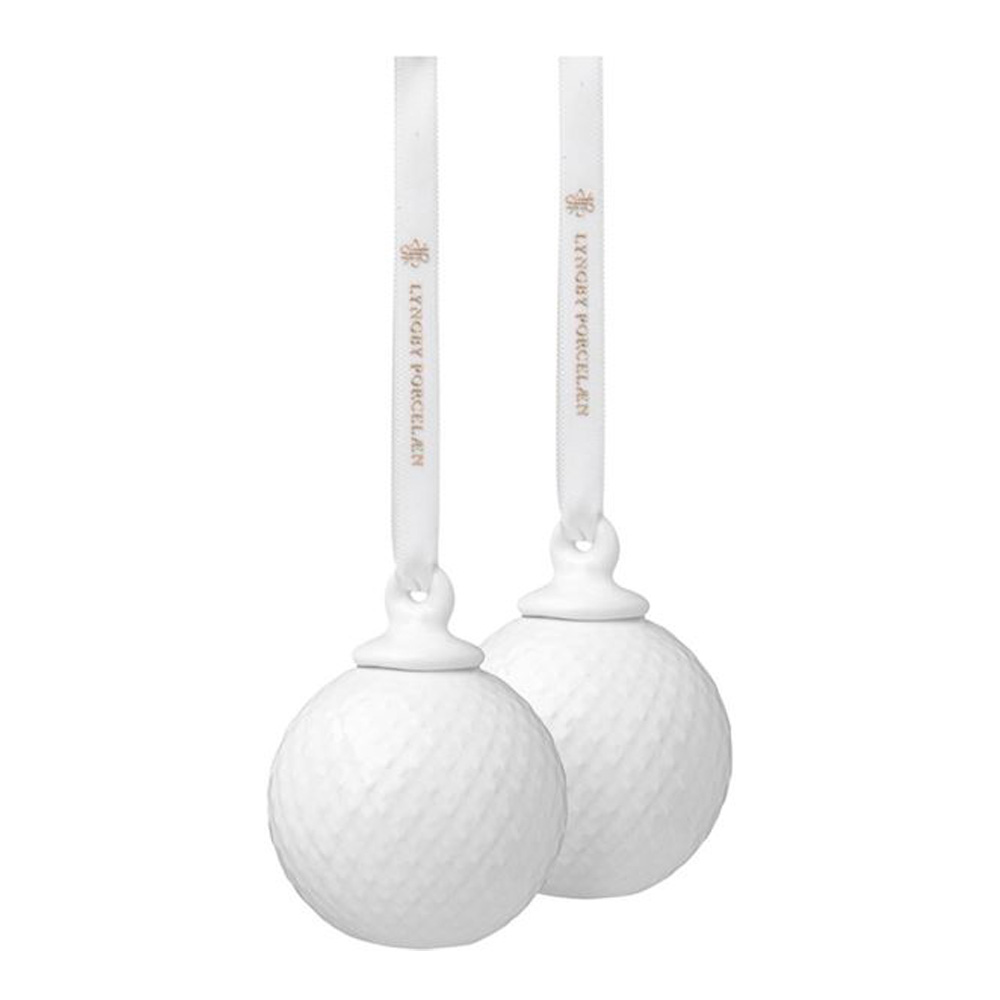 Lyngby Porcelæn Rhombe Dekorationskula 5 cm 2-pack Vit