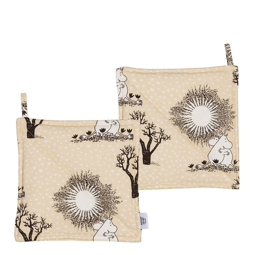 Moomin Arabia Mumin grytlappar 22x22 cm 2-pack Kärlek beige