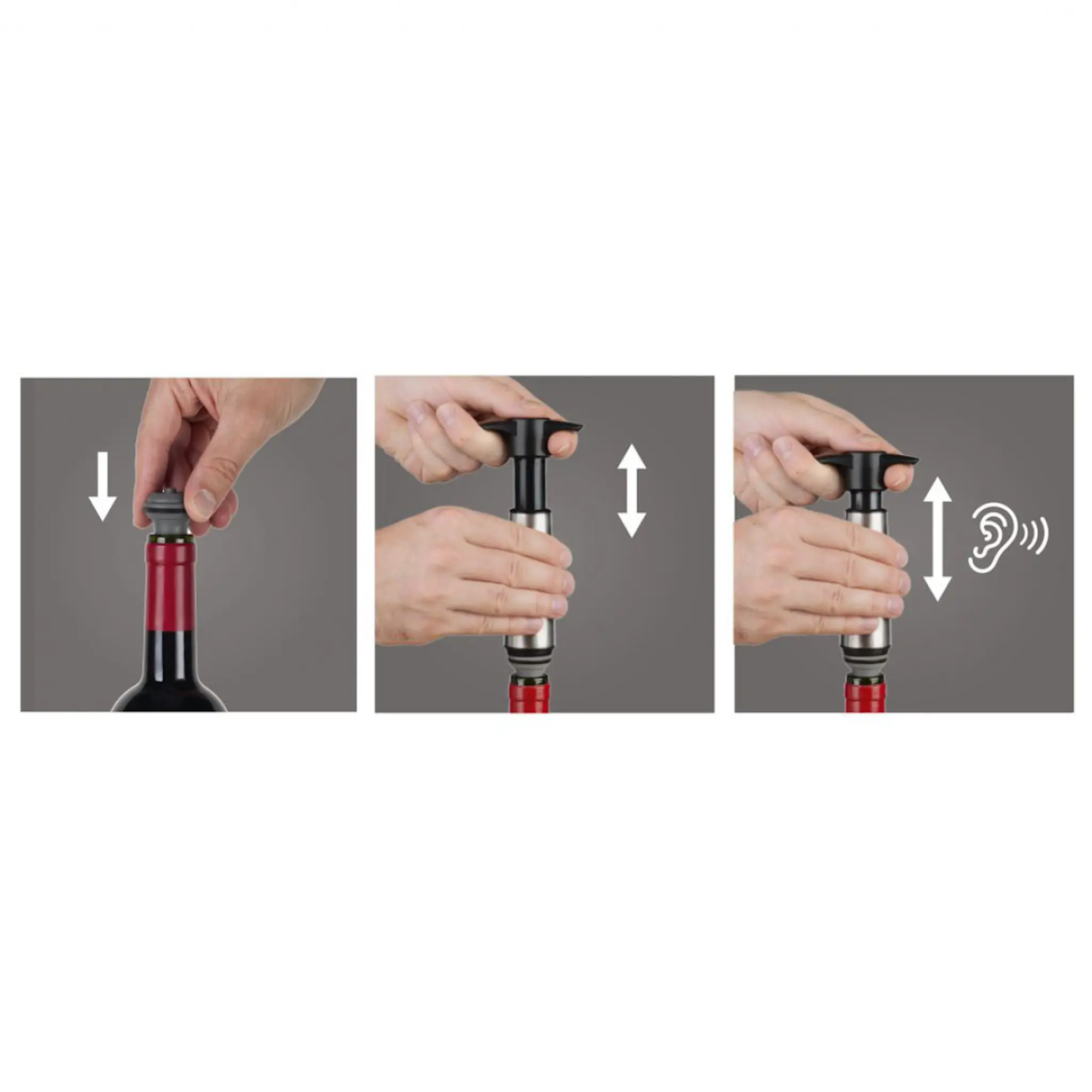 Vacu Vin Wine Saver & 2 Stopper Giftbox Svart/Silver