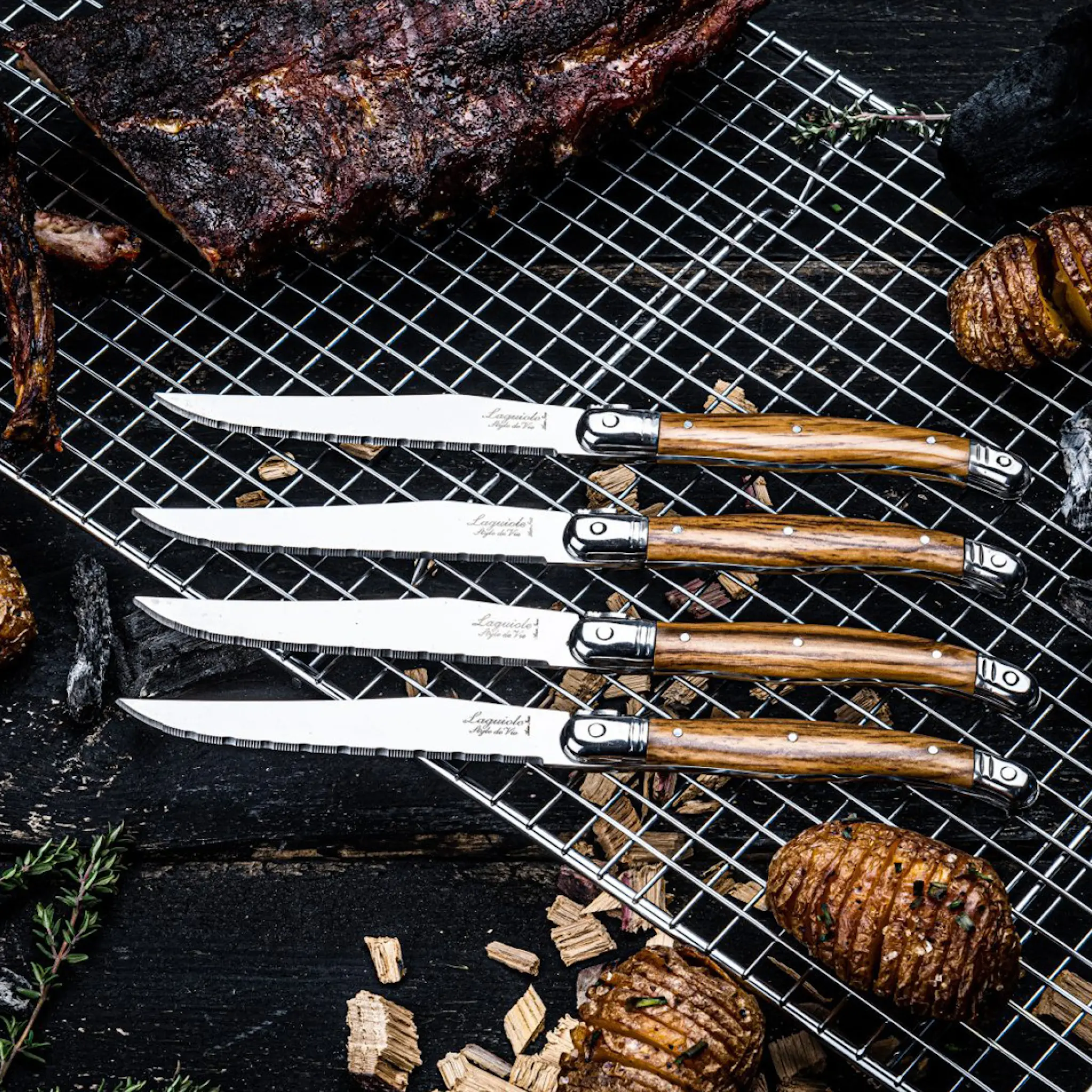 Laguiole Style de Vie Pihviveitsi 23 cm 6 kpl Wood