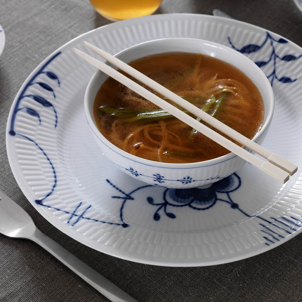 Royal Copenhagen Blå Mega Riflet flat tallerken 27 cm dekor 6