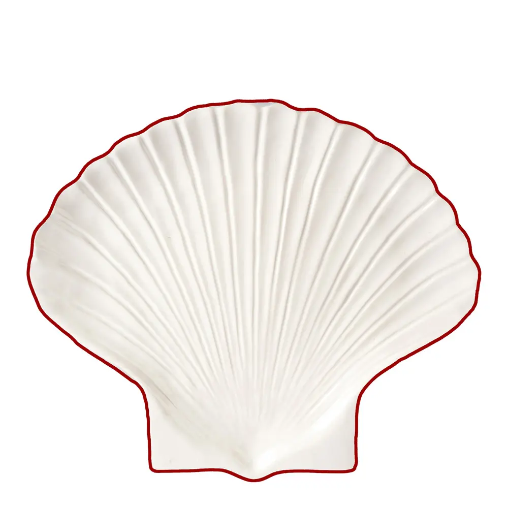 Sea collection asjett 16x13 cm shell hvit/rød