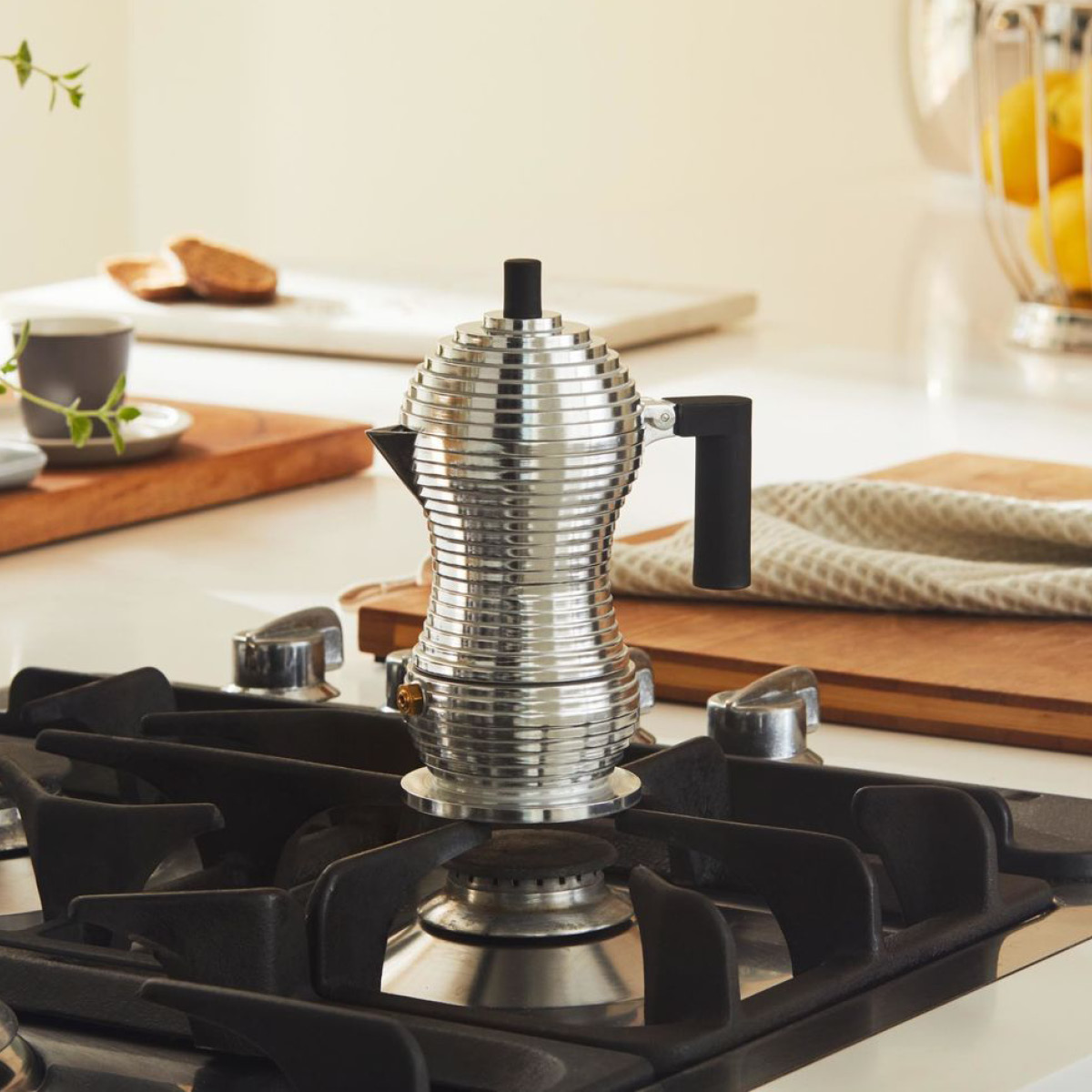 Alessi Pulcina espressobryggare 3 koppar svart/rostfritt stål