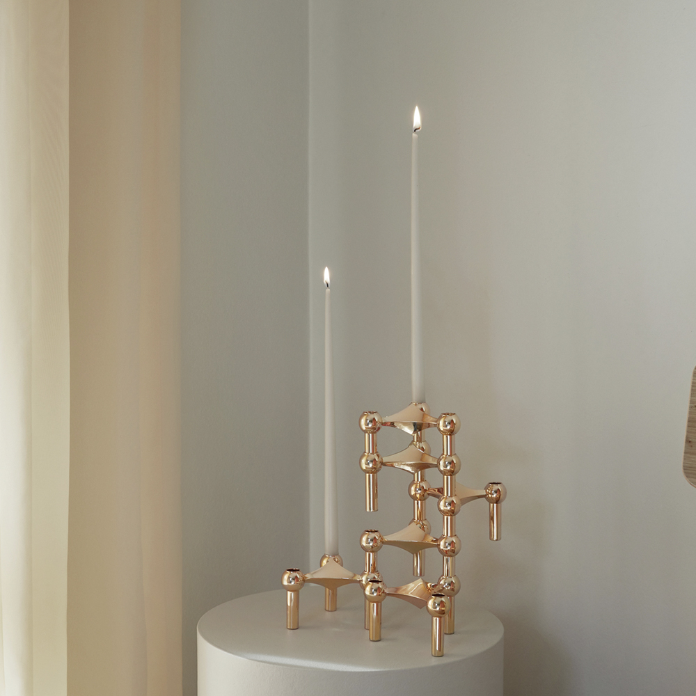 Stoff Nagel Lysestake 3 stk 11,2x6,5 cm rose gull