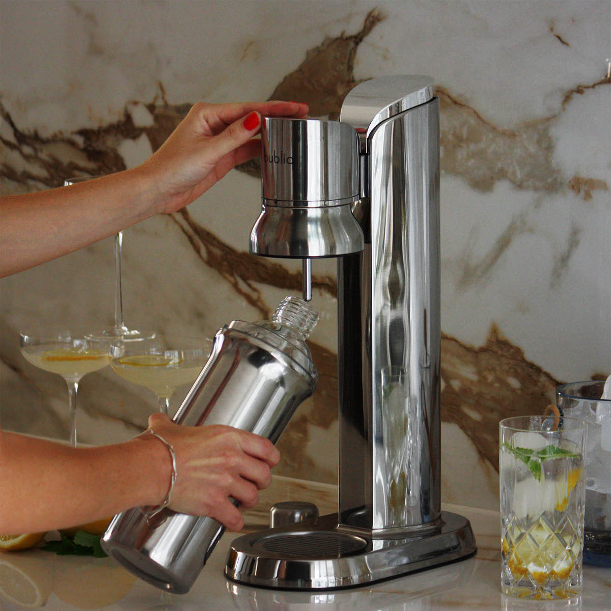 Bubliq Glass kullsyremaskin stål