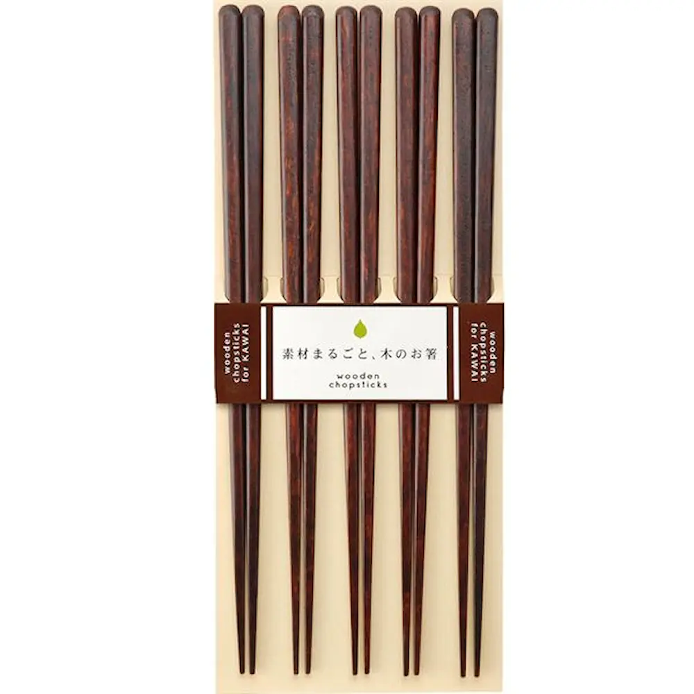 Syömäpuikot Plain Wood 5 kpl Ruskea