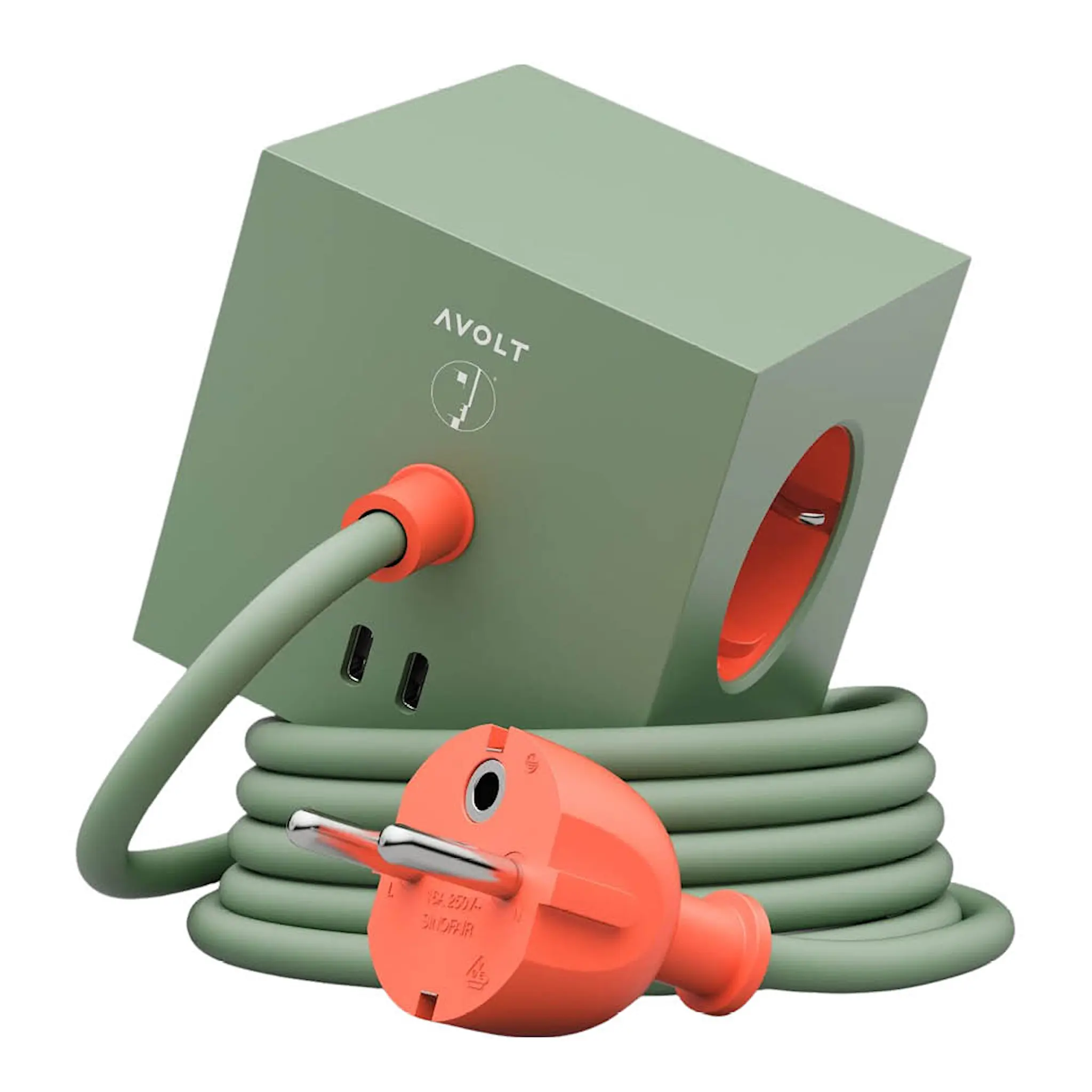 Avolt Square 1 Bauhaus Archiv USB-C Jatkojohto 1,8 m Gecko Bloom